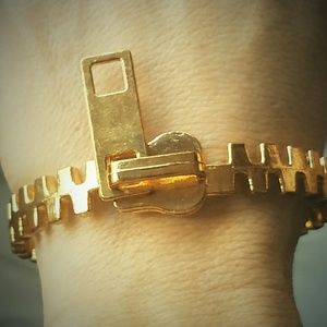 Funky Gold Zipper-Pull Bangle Bracelet